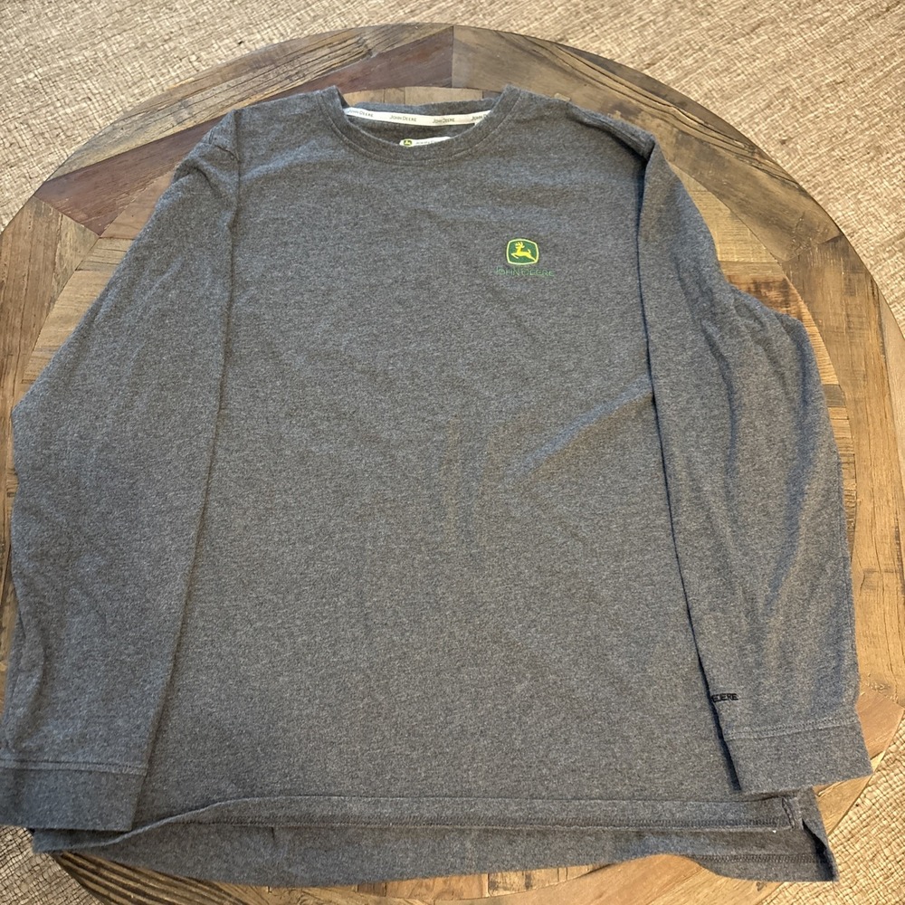 John Deere Men's Long Sleeve Cotton Logo T-Shirt, Gray, Size XL
